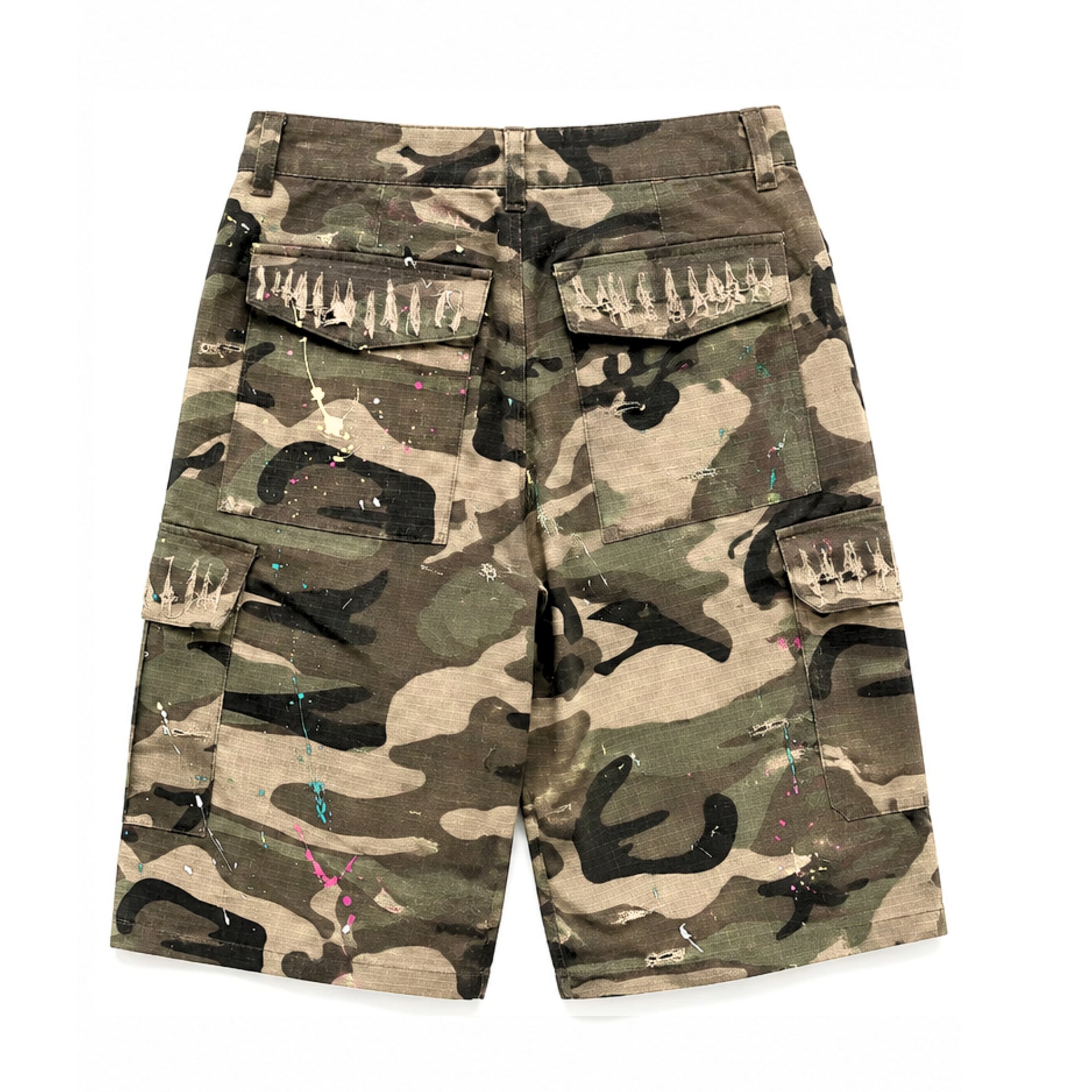 "PAINT SPLATTER" CAMO SHORTS