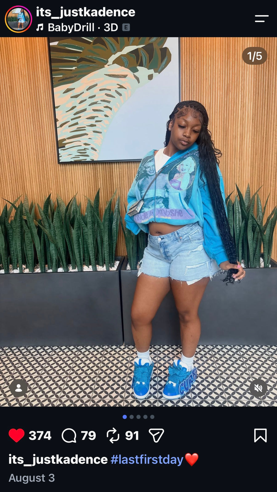 Customer wearing a blue ForeverYoung hoodie